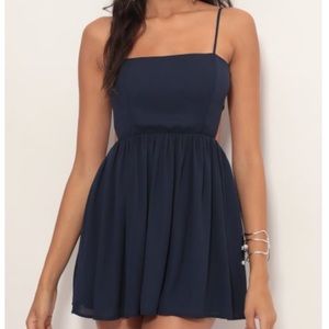 Janey Chiffon A-like Dress Navy